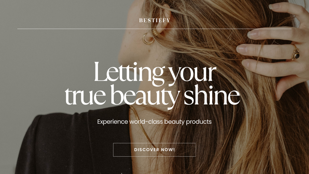 Advertisement for beauty products with text 'Letting your true beauty shine' and 'Experience world-class beauty products'.